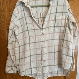 Sonoma Plaid Shirt in Cream and Tan